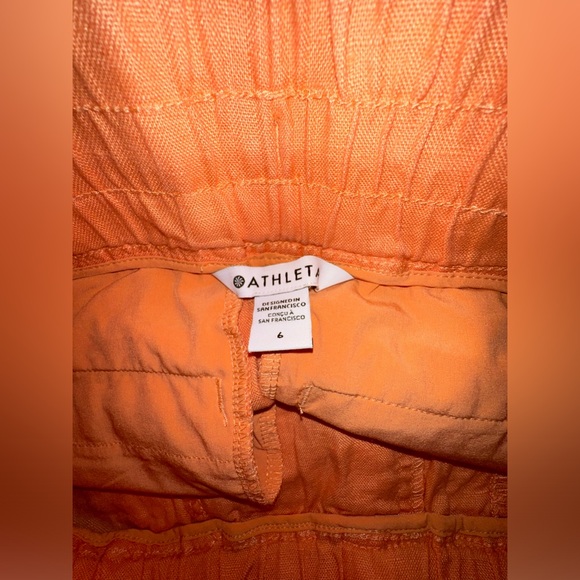 Athleta Cabo Linen Shorts Size 6 Peach Drawstring Waist High Rise - Picture 5 of 6